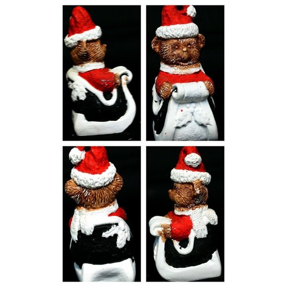 6 Paintable Ceramic Christmas Ornament Painted Bear Santa Presents Mice Books - Picture 7 of 8